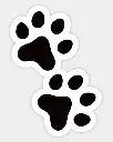 Paw print animal track sticker, black and white.webp